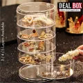 Acrylic Rotating Jewelry Organizer with Lid Transparent | Ear Rings & Necklace_Bracelets Holder | Rotating Makeup Organizer