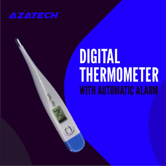 AzaTech Digital LCD Thermometer Celsius/Fahrenheit Oral Kids Baby Child Infant Temperature Measurement Electronic Clinical For Children Adults Electric Adult Body Temperatuer Detector Monitor Professional Device Display Fever Measuring Home Mouth Underarm