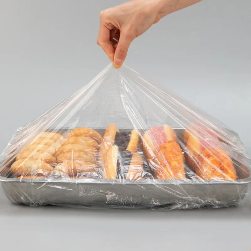 10/20/30/40/50/100 pcs Disposable Plastic Bag Food Cover Wrap Elastic Food Bags Lids For Fruit Bowls Cup Cap Storage Kitchen organizer Fresh Keeping Saver Bag